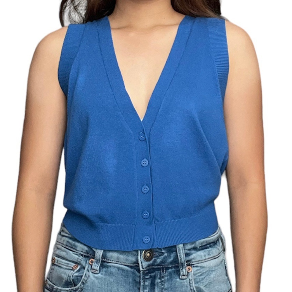 Cotton on blue buttoned sweater vest